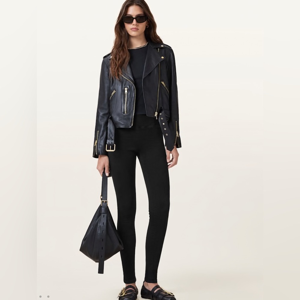 SOLD Allsaints Miller Size Me Stretch Mid-Rise Skinny Denim Black Jeans - Picture 3 of 13